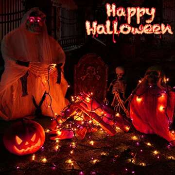 Toodour Orange & Purple Halloween Lights, 75ft 300 Count Incandescent Halloween String Lights, UL Ce...