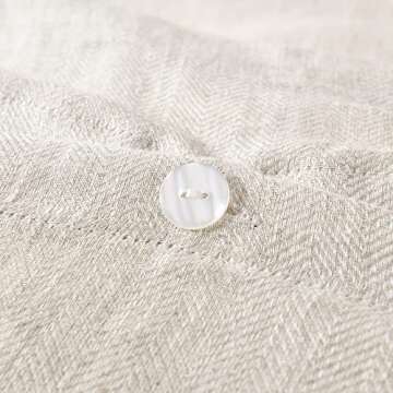 meadow park Stone Washed Queen Linen Duvet Cover 3-pc Set, Oeko-Tex Certified, Ultra-Soft, Breathable, Machine Washable, All Season, Natural Color