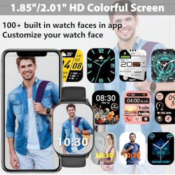 Smart Watch for Men Women, 2.01" HD Smartwatch (Answer/Make Call), Fitness Tracker with 100+ Sport Modes, IP68 Waterproof, Heart Rate/Sleep/Spo2 Monitor, Activity Tracker for Android and iPhone