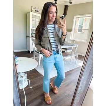 Onedreamer Women's Lightweight Military Cropped Jacket