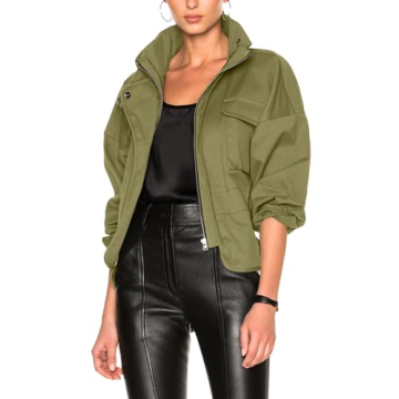 Tankaneo Women's Bomber Jacket Zip Up Casual Jackets Lightweight Windbreaker with Belt