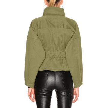 Tankaneo Women's Bomber Jacket Zip Up Casual Jackets Lightweight Windbreaker with Belt