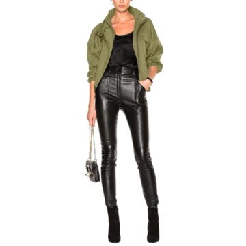 Tankaneo Women's Bomber Jacket Zip Up Casual Jackets Lightweight Windbreaker with Belt