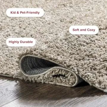 nuLOOM Neva Solid 2x6 Runner Shag Rug for Living Room Bedroom Dining Room Nursery Entryway Hallway, Beige/Ivory
