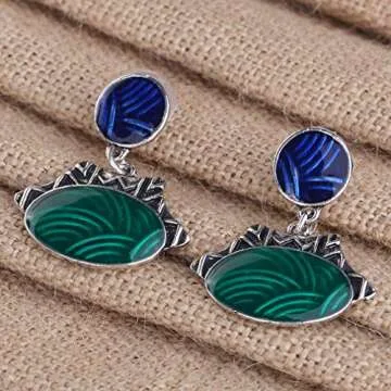 YAZILIND Ethnic Dark Blue Green Jewelry Set for Women