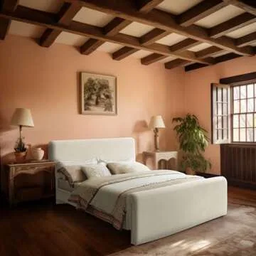 Meridian Furniture SloanCream-F Sloan Collection Modern | Contemporary Velvet Upholstered Full Bed w...