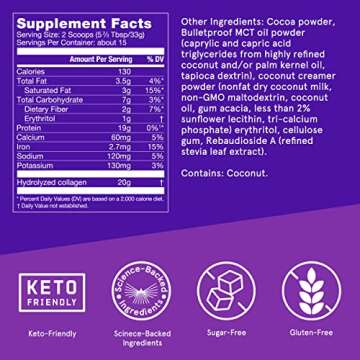 Bulletproof Chocolate Collagen Protein Powder with MCT Oil, 19g Protein, 17.6 Oz, Collagen Peptides ...