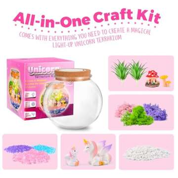 Unicorn Gifts for Girls - Light up Unicorn Terrarium Kit for Kids - DIY Unicorn Arts & Crafts Toy - ...