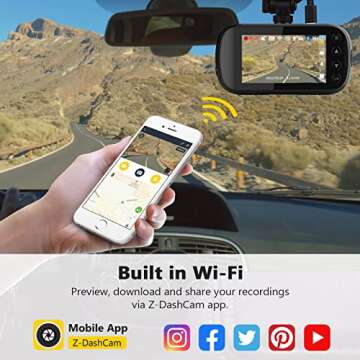 Dual Dash Cam, Z-Edge Z3D 2.7" Screen Dual 1920 x 1080P Dash Cam Front and Rear (2560x1440P Single Front) with GPS, Support 256GB max, WDR, Super Night Vision, Parking Mode, G-Sensor