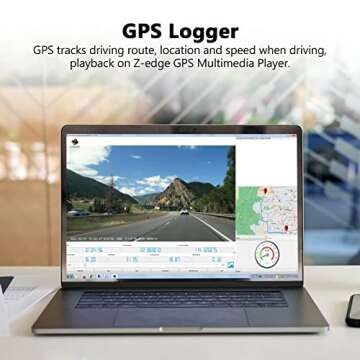 Dual Dash Cam, Z-Edge Z3D 2.7" Screen Dual 1920 x 1080P Dash Cam Front and Rear (2560x1440P Single Front) with GPS, Support 256GB max, WDR, Super Night Vision, Parking Mode, G-Sensor