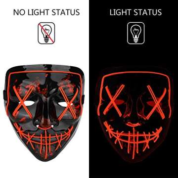 Poptrend Halloween Mask LED Light up Mask for Festival Cosplay Halloween Costume Masquerade Parties,...