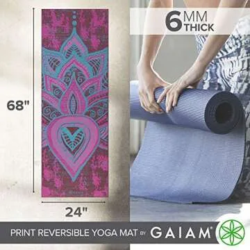 Gaiam Yoga Mat Reversible Non-Slip Extra Thick 6mm
