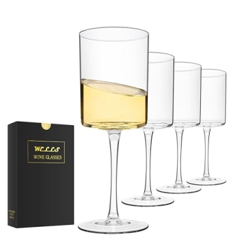 Elegant Large Square Wine Glasses Set of 4 for Wine Lovers