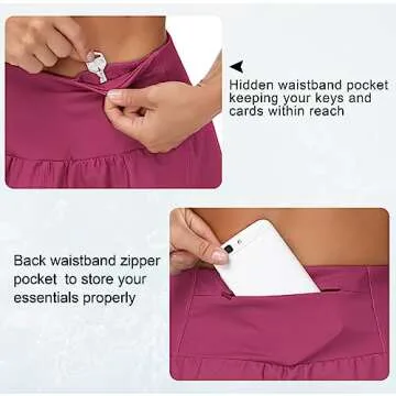 THE GYM PEOPLE Womens High Waisted Running Shorts Quick Dry Athletic Workout Shorts with Mesh Liner Zipper Pockets Fuchsia
