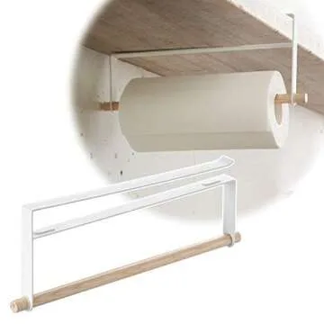 Yamazaki Home Tosca Under Shelf Paper Towel Holder - Cabinet Rack for Kitchen - Steel + Wood