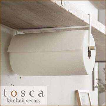 Yamazaki Home Tosca Under Shelf Paper Towel Holder - Cabinet Rack for Kitchen - Steel + Wood