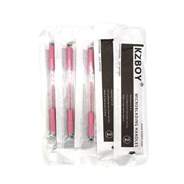 Stylish 10 KZBOY Pink Double-Ended Microblading Handles