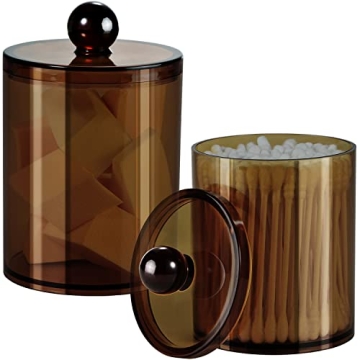 SheeChung 2 Pack Clear Plastic Apothecary Jars for Bathroom & Kitchen Storage