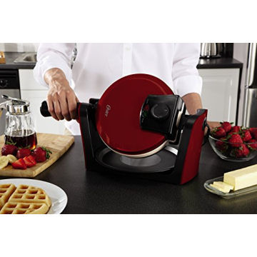 Oster DuraCeramic Flip Waffle Maker in Candy Apple Red