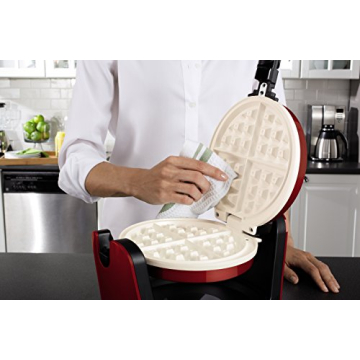 Oster DuraCeramic Flip Waffle Maker in Candy Apple Red