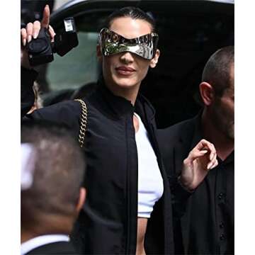 Oversized Futuristic Shield Sunglasses for Men Women Alien Wrap Around Fashion Mask Visor Sun Glasses Silver