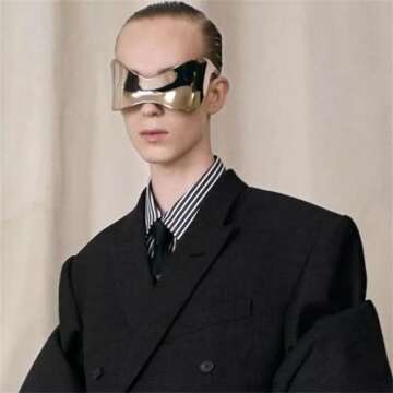 Oversized Futuristic Shield Sunglasses for Men Women Alien Wrap Around Fashion Mask Visor Sun Glasses Silver