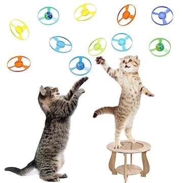 Anby Dinosaur Flying Disc Airplane Launcher Toys with 2 Saucer Gun Launchers and 10 Flying Saucers, Helicopter Gifts for Kids 3 and Up, Cat Fetch Interactive Stimulation Toys Easter