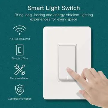 TREATLIFE Smart Light Switch Single Pole Smart Switch Works with Alexa, Google Home and SmartThings, 2.4GHz Wi-Fi Timer Light Switch, Neutral Wire Required, No Hub Required, FCC Listed, 4 Pack