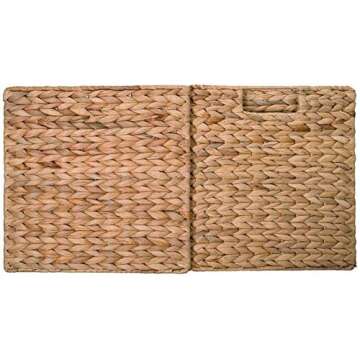 Westerly 6 Decorative Hand-Woven Water Hyacinth Wicker Storage Basket, 16 by 11 by 11 Ideal for Shelving Units