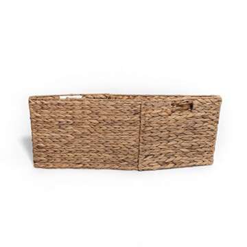 Westerly 6 Decorative Hand-Woven Water Hyacinth Wicker Storage Basket, 16 by 11 by 11 Ideal for Shelving Units