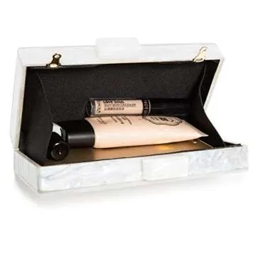 Mrs Clutch Purse Women Evening Bag Handbag for Bride Party White 6.9x3.8x1.7 inches