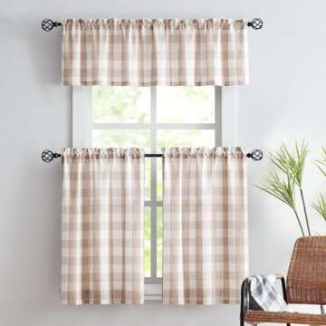 Treatmentex 24 Inch Taupe Tier Curtain Set - Country Farmhouse Style for Small Windows