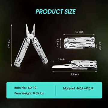 SIUPRO Multitool Pocket Knife for Men, Tactical Multi Tool With Scissors, Saw, Survival Folding Plie...