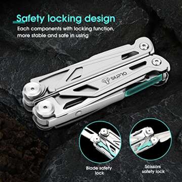 SIUPRO Multitool Pocket Knife for Men, Tactical Multi Tool With Scissors, Saw, Survival Folding Pliers with Replaceable Wire Cutters for Camping, Valentines Day Gifts Ideas, SD-10
