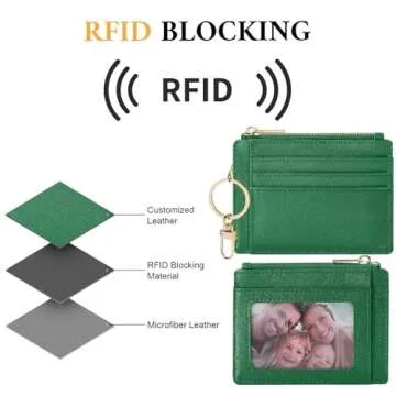 Sodsay Card Case Slim Front Pocket Wallet for Women Credit Card Holder with Keychain(CH Green)