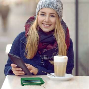 Sodsay Card Case Slim Front Pocket Wallet for Women Credit Card Holder with Keychain(CH Green)