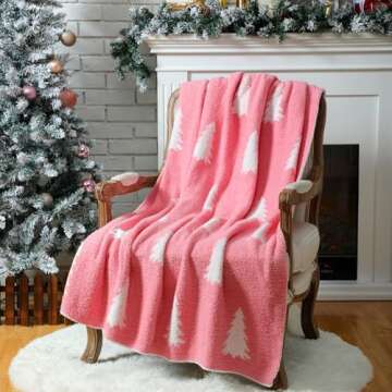 Buryeah Christmas Knit Throw Blanket - Cozy Soft Reversible Xmas Gift 50 x 60