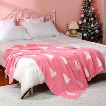 Buryeah Reversible Christmas Knit Throw Blanket 50x60