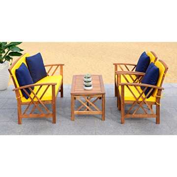 Stylish SAFAVIEH Outdoor 4-Piece Patio Set with Cushions
