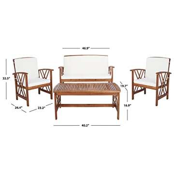 Stylish SAFAVIEH Outdoor 4-Piece Patio Set with Cushions