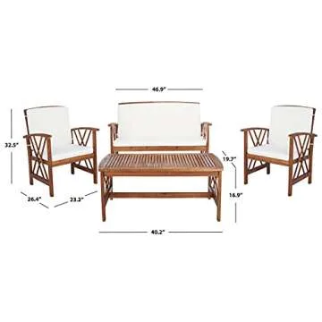Stylish SAFAVIEH Outdoor 4-Piece Patio Set with Cushions