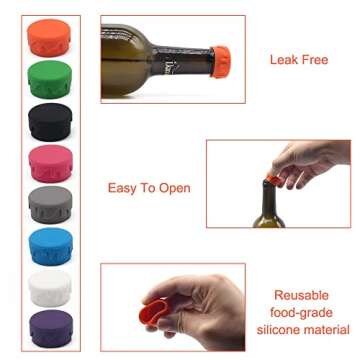 BOHAIPAN 8PCS Wine Stoppers, Reusable Silicone Wine Corks, Silicone Wine Bottle Stopper, Glass Corks...