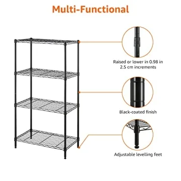 4-Shelf Narrow Adjustable Storage Shelving Unit