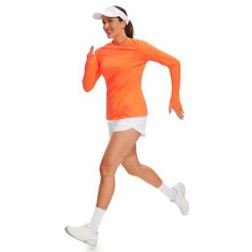 CRZ YOGA Women's Long Sleeve Sun Protection Shirt - Neon Orange
