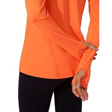CRZ YOGA Women's Long Sleeve Sun Protection Shirt - Neon Orange