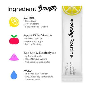 ROUTINE Morning Daily Hydration | Electrolyte Powder Packets with Apple Cider Vinegar, Lemon and Sea...