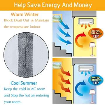 Magnetic Thermal Insulated Door Curtain,Upgraded-Fabric Thicker Door Cover Curtains,Self-Closing Privacy Magnetic Screen Door,Temporary Door Window Insulation for Winter,Keep Draft Out for Ac Room