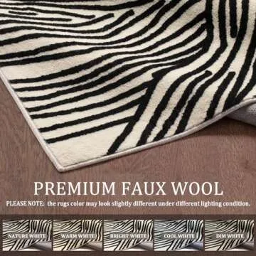 YIHOUSE 8×10 Ft Area Rugs Non-Shedding Washable Rug, Bedroom Living Room Dining Room Office Playroom Nursery, Nonslip Modern Large Rugs Soft Faux Wool Contemporary Striped Rugs-Black and White Rug