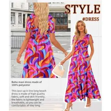 Women's Summer Boho Maxi Dress - Casual A-line Beach Dress