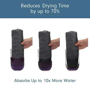 Scala Extra Large Hair Towel 24" x 48" Anti Frizz for Long Hair, Multipurpose Microfiber Bath Towel for Pool, Gym, Yoga, Camping - Quick Drying, Ultra Absorbent Includes Towel Clips, Gray, 2 Pack